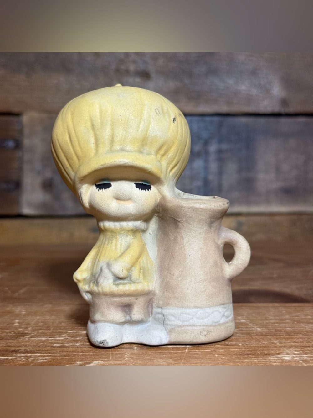 UCTCI Budvase Girl Mushroom Hat Japan Figurine Poppet Ceramic Retro‎ Vintage